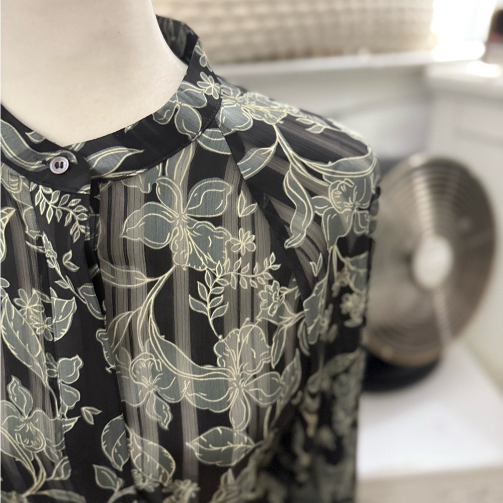 Reiss Black Floral Long Sleeve Dress - Picture 7 of 16